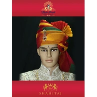 S H A H I T A J Traditional Rajasthani Wedding Barati Cotton Multi-Colored Jodhpuri & Rajputi Pagdi Safa or Turban with Brooch for Kids and Adults (CT180)