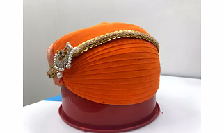 S H A H I T A J Traditional Rajasthani Cotton Mewadi Pagdi or Turban Orange-Colored for Kids and Adults (MT106)