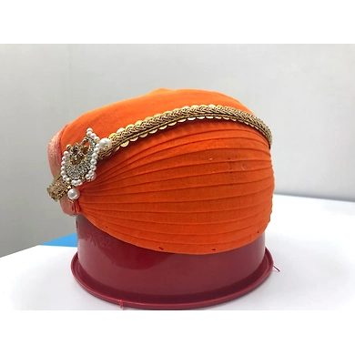 S H A H I T A J Traditional Rajasthani Cotton Mewadi Pagdi or Turban Orange-Colored for Kids and Adults (MT106)-ST184_18
