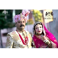 S H A H I T A J Traditional Rajasthani Wedding Barati Pink Floral Chanderi Silk Multi-Colored Udaipuri Pagdi Safa or Turban for Kids and Adults (CT199)