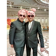 S H A H I T A J Traditional Rajasthani Wedding Barati Peach Floral Chanderi Silk Multi-Colored Udaipuri Pagdi Safa or Turban for Kids and Adults (CT200)