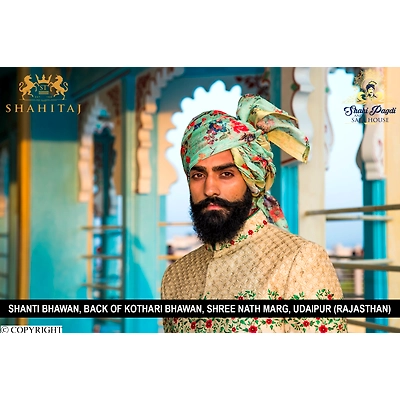 Indian Wedding Pagri Royal Rajasthani traditional Pagdi Maharaja retailer style Safa Sherwani Accessory Chanderi silk Ready to wear turban