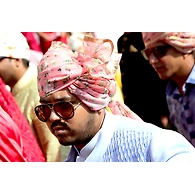 S H A H I T A J Traditional Rajasthani Wedding Barati Pink Sabhyasachi Floral Chanderi Silk Multi-Colored Jodhpuri Pagdi Safa or Turban for Kids and Adults (CT211)