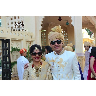 S H A H I T A J Traditional Rajasthani Wedding Barati Plain Chanderi Golden Silk Udaipuri Pagdi Safa or Turban for Kids and Adults (CT219)-ST299_18