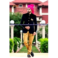 S H A H I T A J Traditional Rajasthani Wedding Barati Plain Chanderi Silk Rani or Magenta Udaipuri & Rajputi Pagdi Safa or Turban for Kids and Adults (CT220)