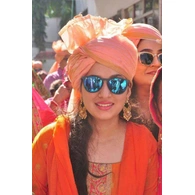 S H A H I T A J Traditional Rajasthani Wedding Barati Plain Chanderi Udaipuri Silk Peach Pagdi Safa or Turban for Kids and Adults (CT221)