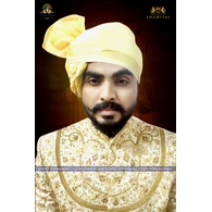 S H A H I T A J Traditional Rajasthani Wedding Barati Plain Chanderi Silk Aamras Udaipuri Pagdi Safa or Turban for Kids and Adults (CT227)