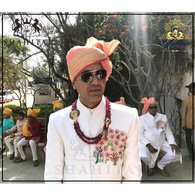 S H A H I T A J Traditional Rajasthani Wedding Barati Peach Udaipuri Chanderi Silk Designer Pagdi Safa or Turban for Kids and Adults (CT222)