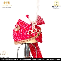 S H A H I T A J Traditional Rajasthani Wedding Georgette Red Bandhej Jodhpuri & Rajputi Pagdi Safa or Turban for Groom or Dulha (CT237)