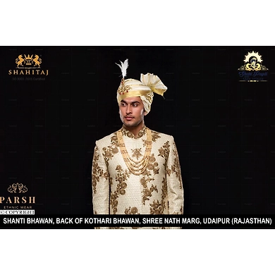 S H A H I T A J Traditional Rajasthani Wedding Udaipuri Silk Pagdi Safa or Turban for Groom or Dulha (CT246)-ST326_23