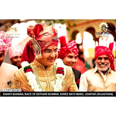 S H A H I T A J Traditional Rajasthani Wedding Jodhpuri Strawberry Silk Pagdi Safa or Turban for Groom or Dulha (CT252)-ST332_23andHalf