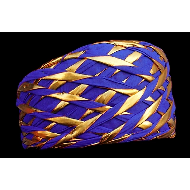 S H A H I T A J Traditional Rajasthani Blue Color Faux Silk Marwadi Munshi Pagdi Safa or Turban for Kids and Adults (RT319)-18-3