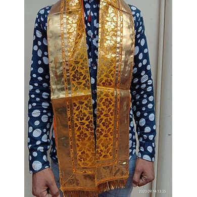 S H A H I T A J Traditional Rajasthani Unisex Yellow Satin Uparna/Stole for Social Occasions/Bhagwan or God's Idols (DS404) (Pack of 3 Pieces)-Free Size-2
