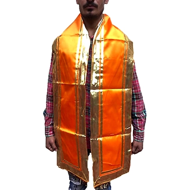 S H A H I T A J Traditional Rajasthani Unisex Orange Kesariya Satin Uparna/Stole for Social Occasions/Bhagwan or God's Idols (DS405) (Pack of 1 Piece)-ST565
