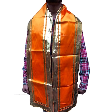 S H A H I T A J Traditional Rajasthani Unisex Orange Kesariya Satin Uparna/Stole for Social Occasions/Bhagwan or God's Idols (DS405) (Pack of 1 Piece)-Free Size-1