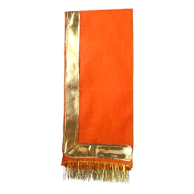 S H A H I T A J Traditional Rajasthani Unisex Satin Orange Kesariya Uparna/Stole for Social Occasions/Bhagwan or God's Idols (DS412) (Pack of 3 Pieces)-Free Size-2