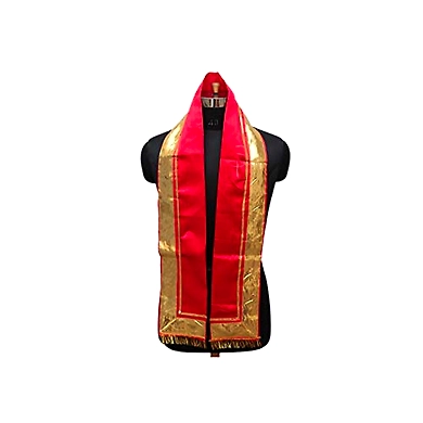 S H A H I T A J Traditional Rajasthani Unisex Satin Red Uparna/Stole for Social Occasions/Bhagwan or God's Idols (DS413) (Pack of 3 Pieces)-ST573