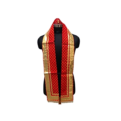 S H A H I T A J Traditional Rajasthani Unisex Cotton Red Uparna/Stole for Social Occasions/Bhagwan or God's Idols (DS414) (Pack of 3 Pieces)-ST574