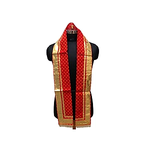 S H A H I T A J Traditional Rajasthani Unisex Cotton Red Uparna/Stole for Social Occasions/Bhagwan or God's Idols (DS414) (Pack of 3 Pieces)