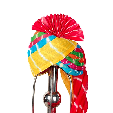 S H A H I T A J Traditional Rajasthani Multi-Colored Readymade Cotton Lehariya Barati Pagdi Safa or Turban for Kids and Adults (RT461)-ST15_19
