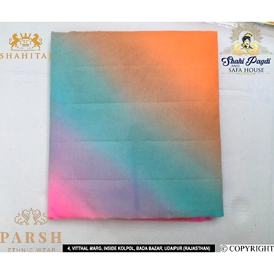 S H A H I T A J Traditional Rajasthani Multi-Colored Barati/Groom/Social Occasions Georgette Pagdi Safa Turban or Pheta Cloth 9 Mtrs for Kids and Adults (CT470)-ST586