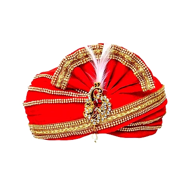 S H A H I T A J Traditional Rajasthani Readymade Velvet Velcro Adjustable Multi-Colored Foldable Pagdi Safa or Turban for Groom or Dulha (RT476)-ST596_22
