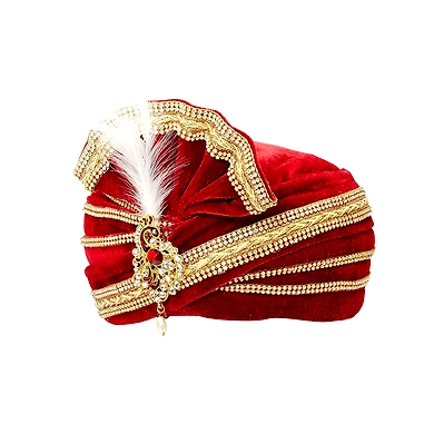 S H A H I T A J Traditional Rajasthani Readymade Velvet Velcro Adjustable Multi-Colored Foldable Pagdi Safa or Turban for Groom or Dulha (RT478)-21-4