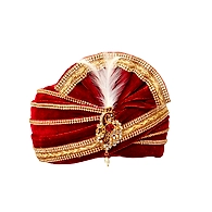 S H A H I T A J Traditional Rajasthani Readymade Velvet Velcro Adjustable Multi-Colored Foldable Pagdi Safa or Turban for Groom or Dulha (RT478)