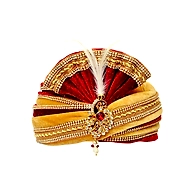 S H A H I T A J Traditional Rajasthani Readymade Velvet Velcro Adjustable Multi-Colored Foldable Pagdi Safa or Turban for Groom or Dulha (RT477)