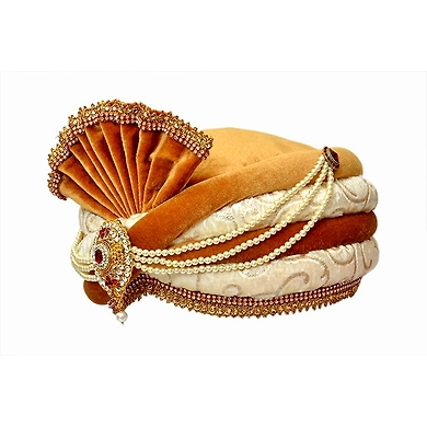 S H A H I T A J Traditional Rajasthani Readymade Velvet Velcro Adjustable Multi-Colored Pagdi Safa or Turban for Groom or Dulha (RT481)-21-3