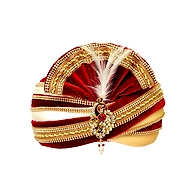 S H A H I T A J Traditional Rajasthani Readymade Velvet Velcro Adjustable Multi-Colored Foldable Pagdi Safa or Turban for Groom or Dulha (RT482)