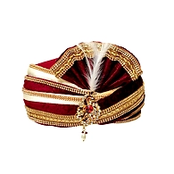 S H A H I T A J Traditional Rajasthani Readymade Velvet Velcro Adjustable Multi-Colored Foldable Pagdi Safa or Turban for Groom or Dulha (RT483)