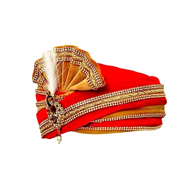 S H A H I T A J Traditional Rajasthani Readymade Velvet Velcro Adjustable Multi-Colored Foldable Pagdi Safa or Turban for Groom or Dulha (RT484)-21-4