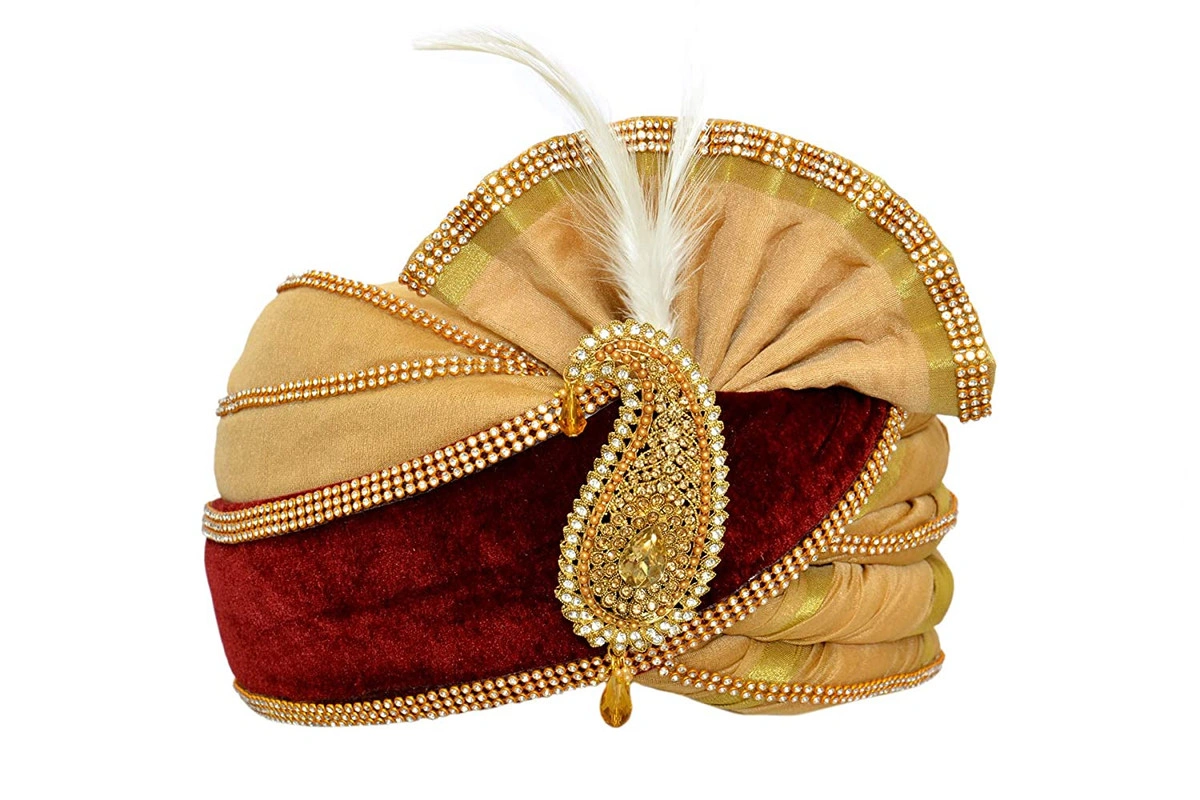 S H A H I T A J Traditional Rajasthani Velvet Red & Golden Wedding ...