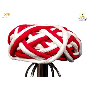 S H A H I T A J Traditional Rajasthani Cotton Red & White Vantma or Rope Pagdi Safa or Turban for Kids and Adults (RT502)