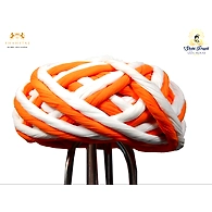 S H A H I T A J Traditional Rajasthani Cotton Orange & White Vantma or Rope Pagdi Safa or Turban for Kids and Adults (RT503)
