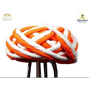 S H A H I T A J Traditional Rajasthani Cotton Orange & White Vantma or Rope Pagdi Safa or Turban for Kids and Adults (RT503)