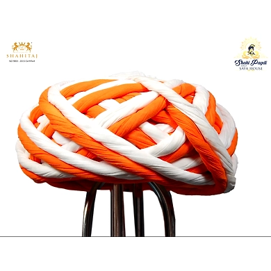 S H A H I T A J Traditional Rajasthani Cotton Orange &amp; White Vantma or Rope Pagdi Safa or Turban for Kids and Adults (RT503)-ST623_19