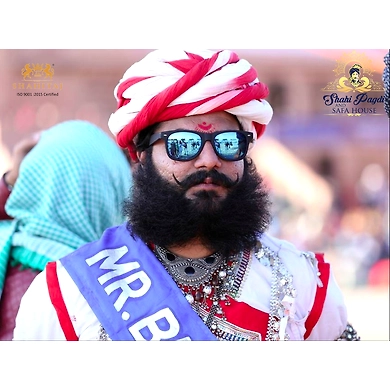 S H A H I T A J Traditional Rajasthani Cotton Red &amp; White Vantma or Rope Pagdi Safa or Turban for Kids and Adults (RT505)-ST625_23andHalf