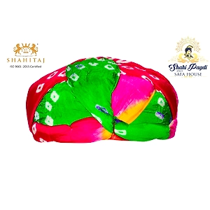 S H A H I T A J Traditional Rajasthani Jaipuri Faux Silk Multi-Colored Gol or Foam Pagdi Safa or Turban for Kids and Adults (RT511)