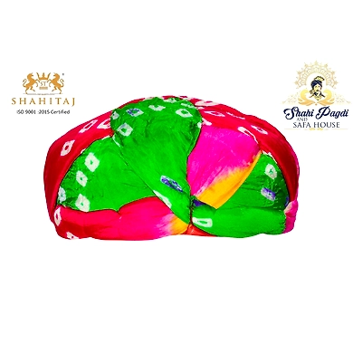 S H A H I T A J Traditional Rajasthani Jaipuri Faux Silk Multi-Colored Gol or Foam Pagdi Safa or Turban for Kids and Adults (RT511)-ST631_19