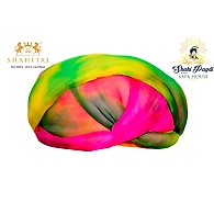 S H A H I T A J Traditional Rajasthani Jaipuri Faux Silk Multi-Colored Gol or Foam Pagdi Safa or Turban for Kids and Adults (RT513)