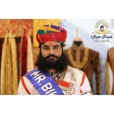 S H A H I T A J Traditional Rajasthani Cotton Multi-Colored Jodhpuri Gol Pheta Pagdi Safa or Turban for Kids and Adults (RT519)-ST639_21