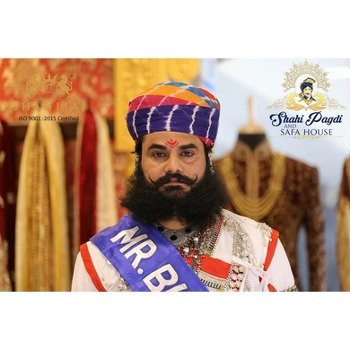 S H A H I T A J Traditional Rajasthani Cotton Multi-Colored Jodhpuri Gol Pheta Pagdi Safa or Turban for Kids and Adults (RT520)-ST640_18andHalf