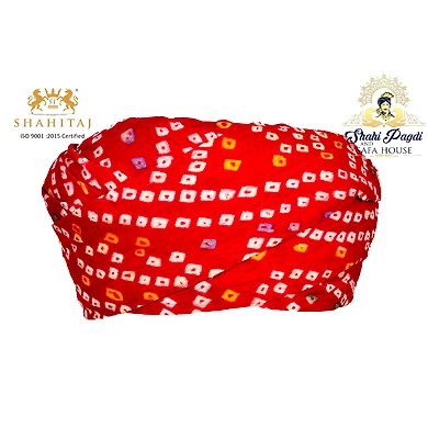 S H A H I T A J Traditional Rajasthani Cotton Red Bandhej Jodhpuri Gol Pheta Pagdi Safa or Turban for Kids and Adults (RT521)-ST641_20
