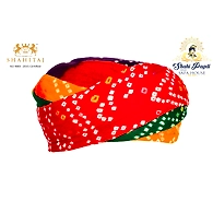 S H A H I T A J Traditional Rajasthani Cotton Multi-Colored Bandhej Jodhpuri Gol Pheta Pagdi Safa or Turban for Kids and Adults (RT522)