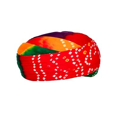 S H A H I T A J Traditional Rajasthani Cotton Multi-Colored Bandhej Jodhpuri Gol Pheta Pagdi Safa or Turban for Kids and Adults (RT522)-18-4