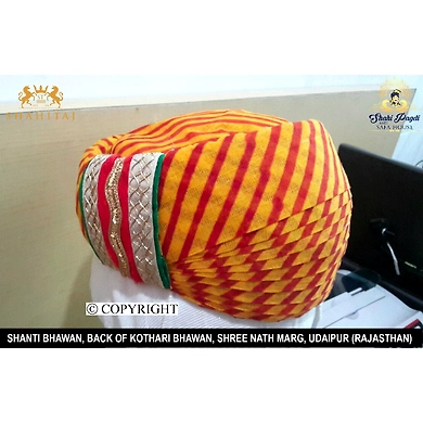 S H A H I T A J Traditional Rajasthani Cotton Mewadi Pagdi or Turban Multi-Colored for Kids and Adults (MT80)-18-3