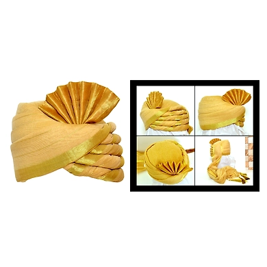S H A H I T A J Traditional Rajasthani Wedding Golden Silk Pagdi Safa or Turban for Kids and Adults (RT555)-ST678_20