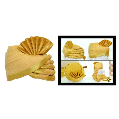 S H A H I T A J Traditional Rajasthani Wedding Golden Silk Pagdi Safa or Turban for Kids and Adults (RT555)-ST678_23
